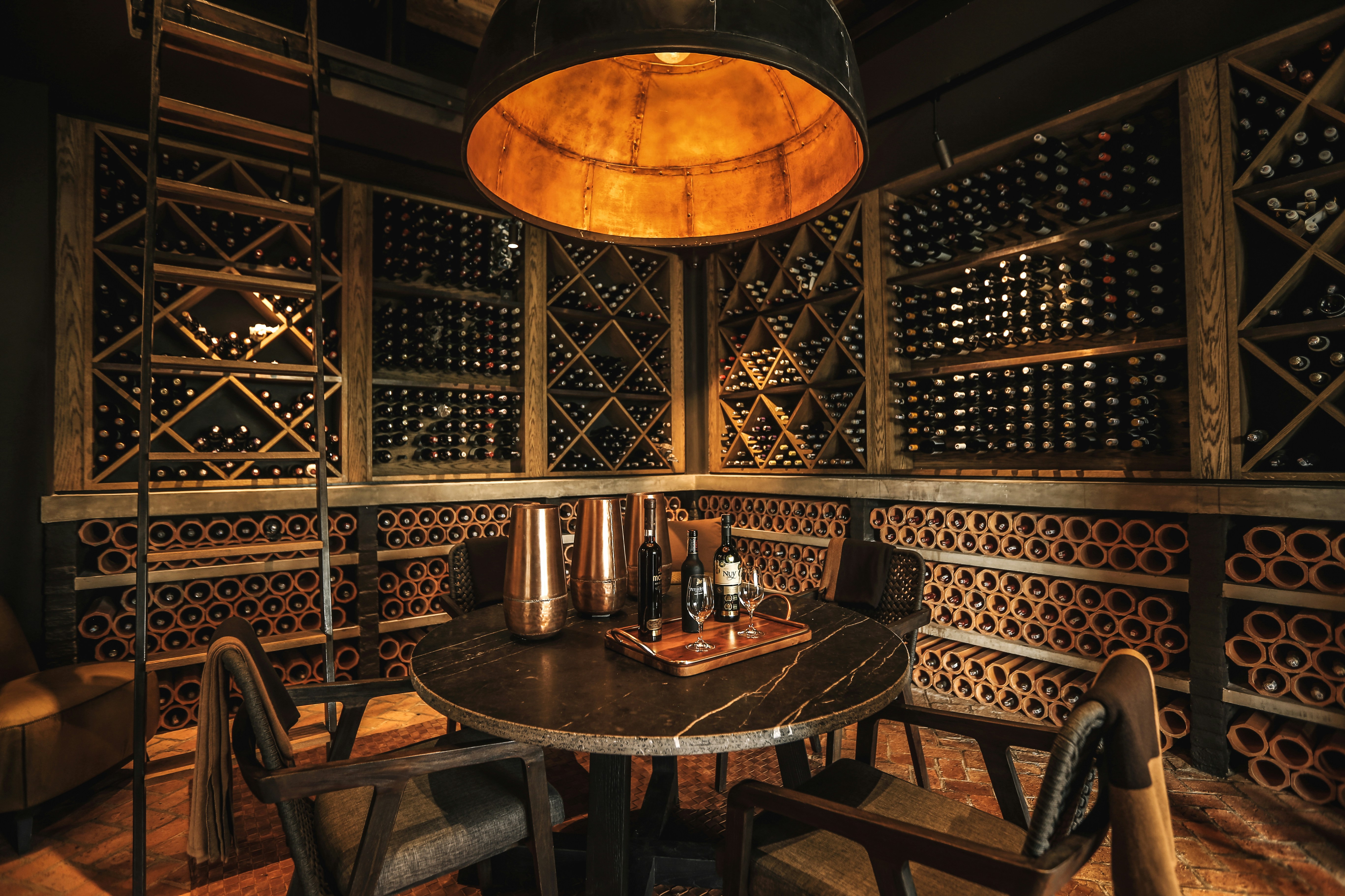 A private vertical tasting set on a single table