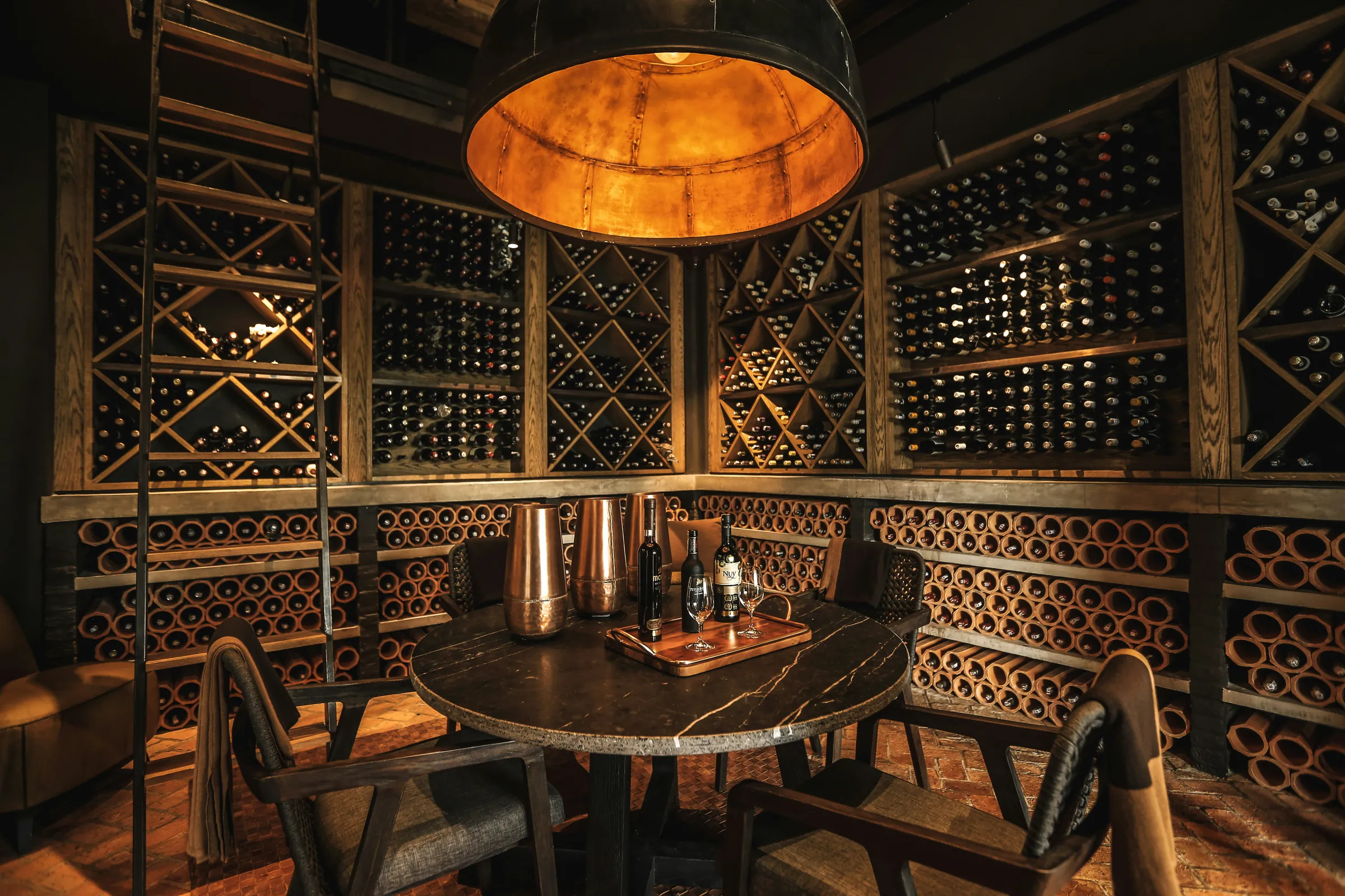 A private vertical tasting set on a single table