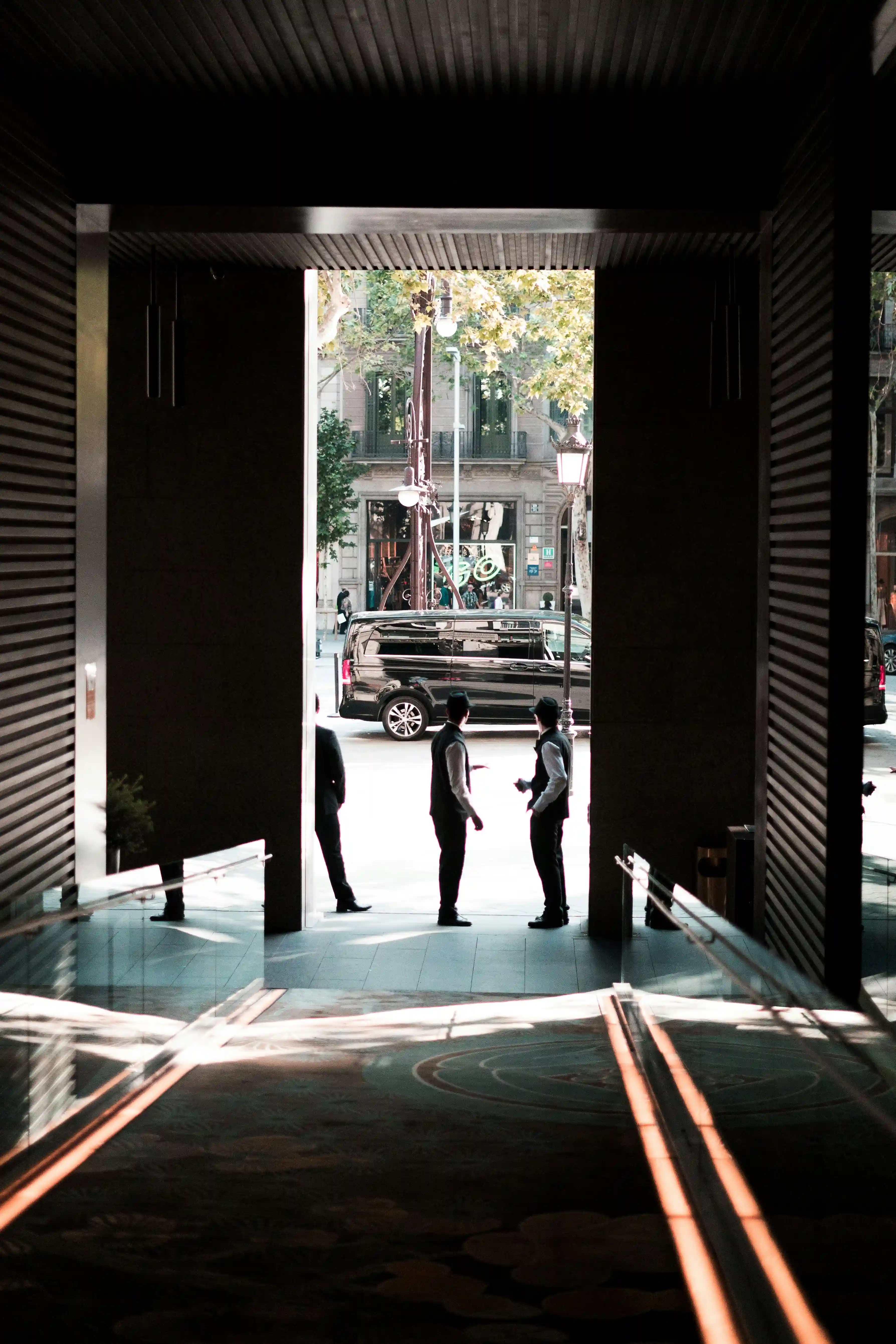 Private residence courtyard, evening