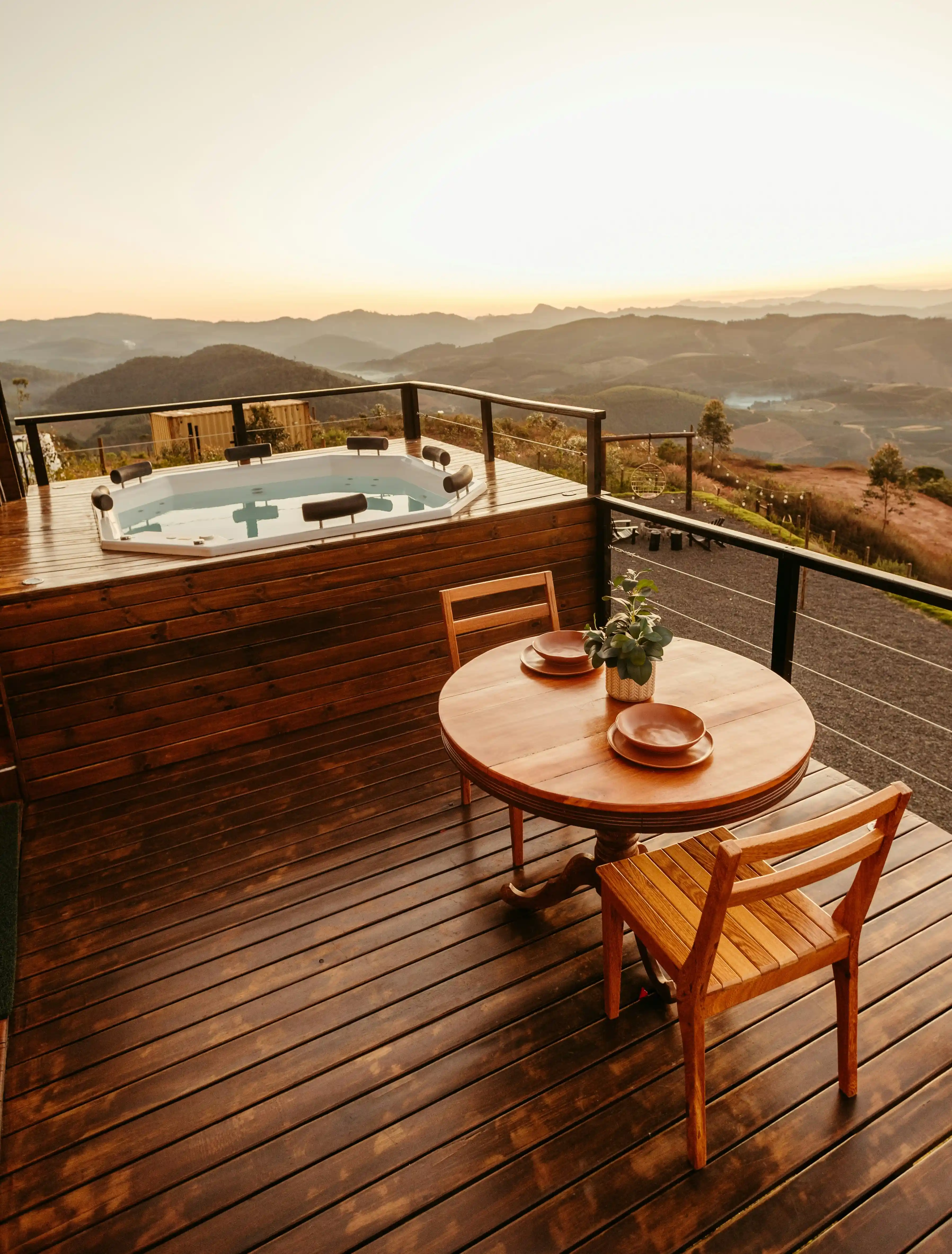 Private villa pool at dusk