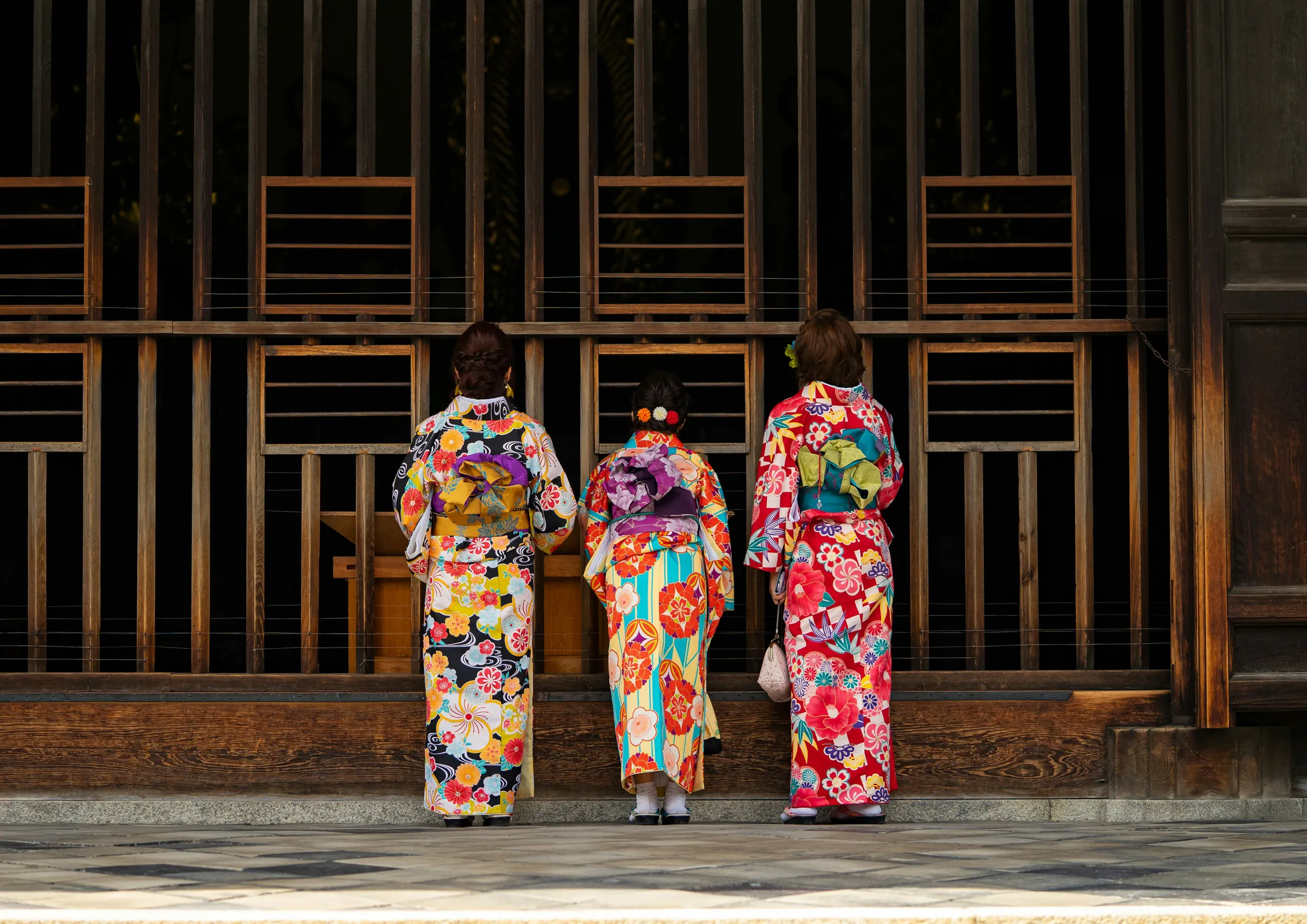 Kimonos at a temple gate